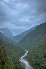 River flowing through mountains, Sikkim, India