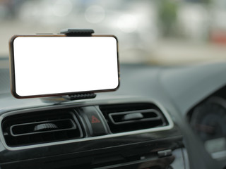 Obraz na płótnie Canvas Smart Phone on Car Mock Up