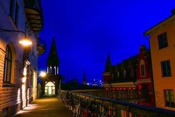 Obraz premium Stockholm, Sweden The city skyline at dawn at Mariaberget.