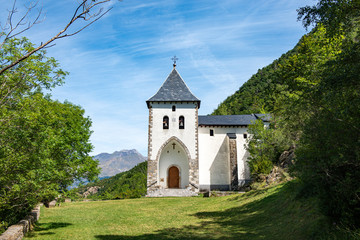 Fototapeta na wymiar Santa Elena Hermitage, Biescas in Tena Valley, Pyrenees, Aragon, Spain