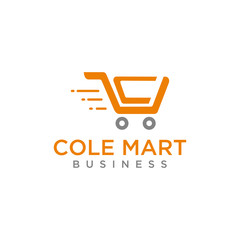 Illustration of supermarket push cart abstract with C mark inside logo design