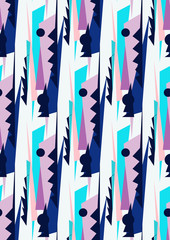 seamless pattern with geometric shapes: blue, pink, purple color