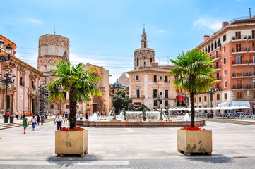 Virgin square (Plaza de la Virgen) in center of Valencia, Spain