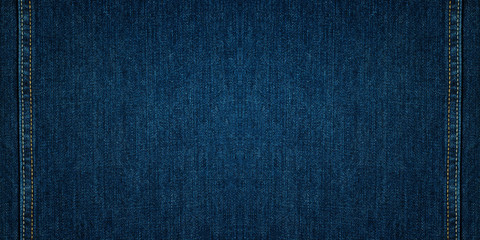 Blue Jeans Cloth With Seam. Background Texture