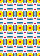 seamless pattern with geometric shapes: circles, lines and squares