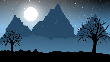Natural gradient background with landscape Vector