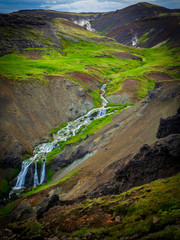 Rykjaladur hot river bath in Iceland