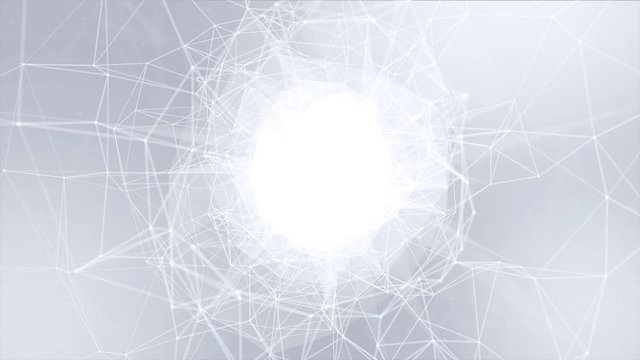 Planet earth and light. Blue sphere shape ball with digital data and network connection triangle lines for technology concept isolated on black background. Motion graphic.