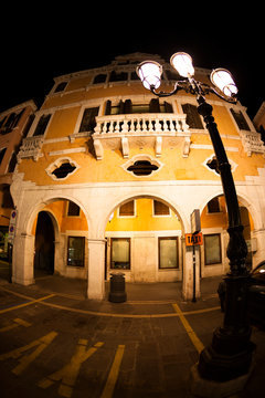 Taxy parking under lanp at Chioggia.