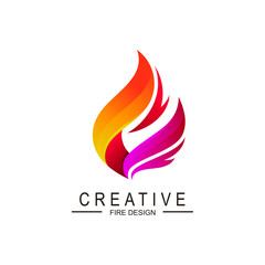 Fire logo with 3d  design illustration, power icon 