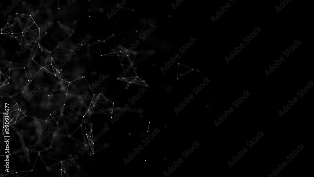 Poster abstract futuristic, polygonal space with a dark background with connecting points, lines and triang