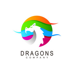 Dragon logo, Dragon logo with circle, mythical animal logo