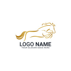 Modern gold abstract horse logo design. Animal logo design