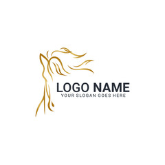 Modern gold abstract horse logo design. Animal logo design