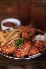 crispy fried chicken and french fries