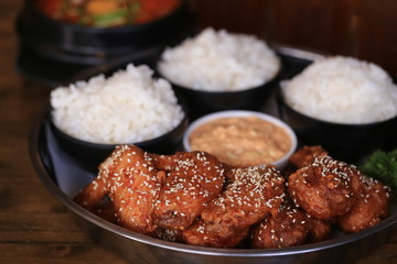 crispy fried chicken and french fries