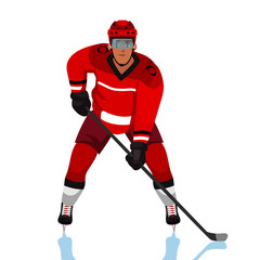Fototapeta na wymiar Ice hockey player flat vector illustration