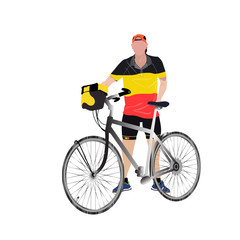 Cyclist man holding his bycicle ready for cycling, Belgium Cyclist