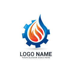 Fire, gas and gear combination logo design. Editable logo design