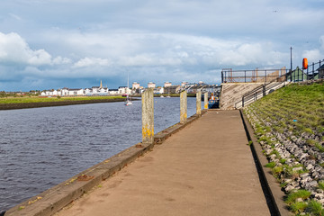 Fototapeta na wymiar Irvine Harbour in Ayrshire Scotland looking in towards the Town Centre.
