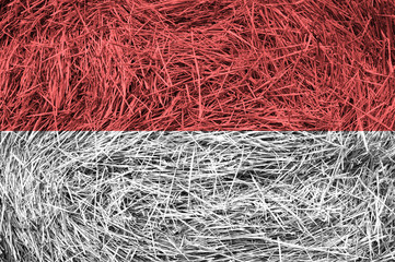 Monaco flag on a hay roll surface.