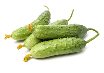 Green cucumber on the white background