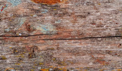 Old wood texture background. Surface with cracks, scuffs, different colors of old paint