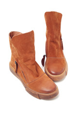 Women leather brown boots on white background