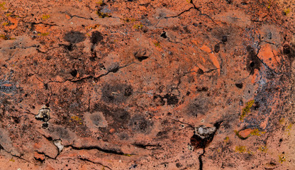 Red brick texture. Surface to cracks, scuffs and stains