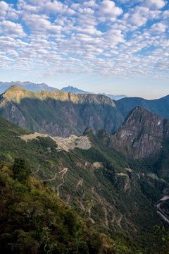 machu piccu with clouds