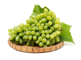 Green grape isolated on white background.