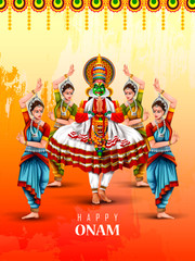 Fototapeta premium easy to edit vector illustration of Happy Onam holiday for South India festival background