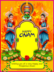 Fototapeta na wymiar easy to edit vector illustration of Happy Onam holiday for South India festival background