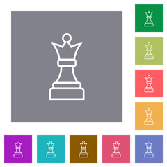 White chess queen square flat icons
