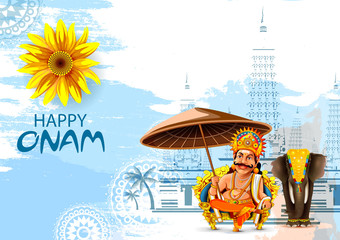 Obraz premium easy to edit vector illustration of Happy Onam holiday for South India festival background