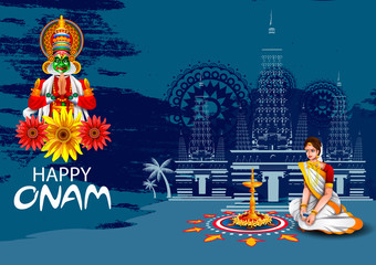 easy to edit vector illustration of Happy Onam holiday for South India festival background
