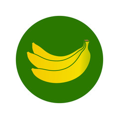 Bananas bunch graphic icon. Bananas fruit sign in the green circle isolated on white background. Vector illustration