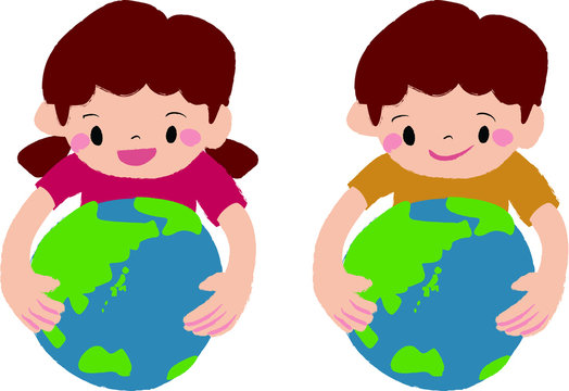 地球を抱きしめる子供のイラスト Stock Vector Adobe Stock