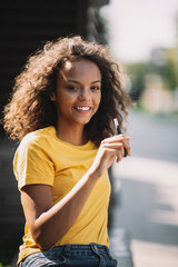 Girl smoking electronic cigarette