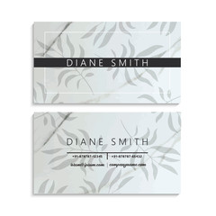 Luxury  Business Card Design Template With Tropical Leaves.