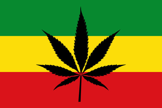 Cannabis Leaves with rasta flag