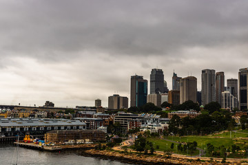 View of Darling Harbor in Sydney, Australia, 2019.