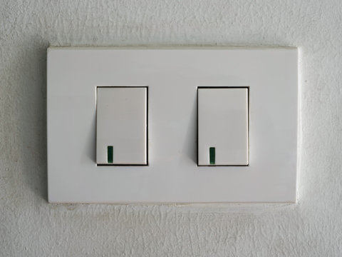Double on / off switch, white background