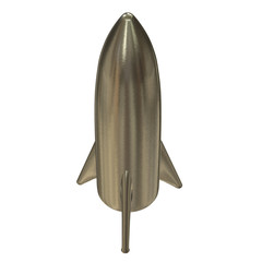 Modern Rocket Ready to Launch. Abstract model 3d render illustration isolated on white background
