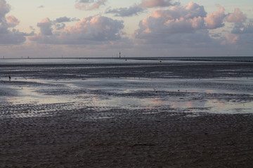 Wadden Sea of Cuxhaven at Sunset (North Sea of Germany)