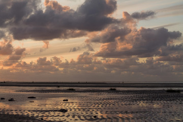 Wadden Sea of Cuxhaven at Sunset (North Sea of Germany)