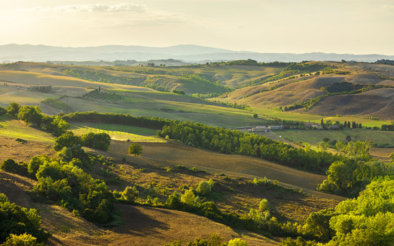 Tuscany countryside panorama on sunset. Italy, Europe. © guerrieroale