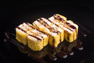 sweet rolls with cream and fruit
