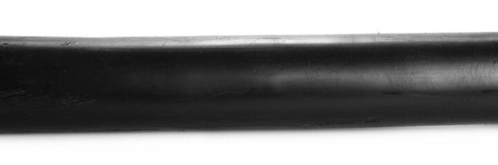 Black insulated cable isolated on white background, top view