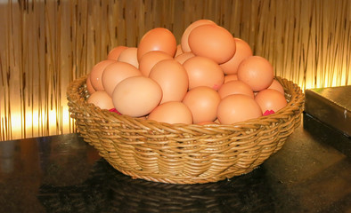 fresh eggs in a basket